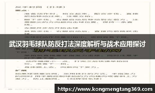 武汉羽毛球队防反打法深度解析与战术应用探讨