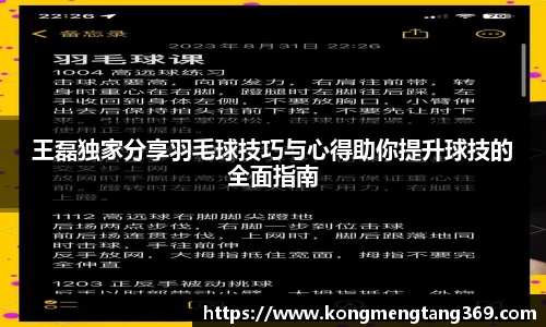 王磊独家分享羽毛球技巧与心得助你提升球技的全面指南